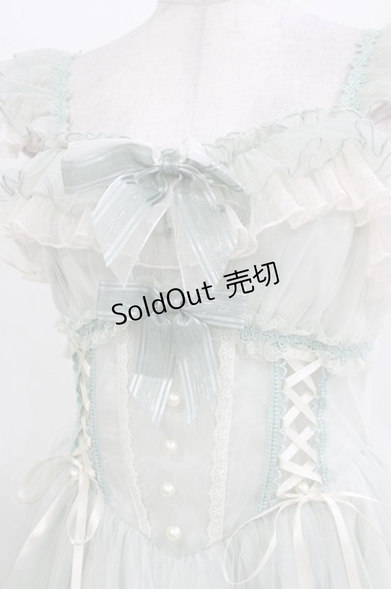 画像5: Mie Ye（海外ロリータブランド） / 鈴蘭刺繍チュールサイド編み下げジャンパースカート M ミント H-26-10-11-005-PU-OP-NS-ZH (5)
