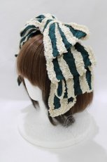 画像2: Hoshibako Works / お人形風シャンティクリームリボンカチューシャ  ダークグリーン H-26-10-11-077-LO-AC-NS-ZH (2)