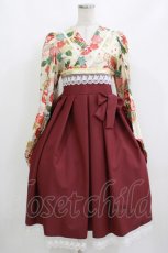 画像1: marcHenTica / 大和撫子袴風ワンピース 表記なし 生成り/ボルドー H-26-10-11-008-LO-OP-NS-ZH (1)