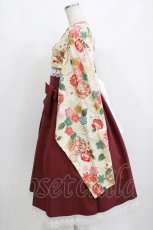画像2: marcHenTica / 大和撫子袴風ワンピース 表記なし 生成り/ボルドー H-26-10-11-008-LO-OP-NS-ZH (2)