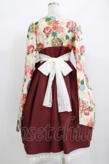 画像3: marcHenTica / 大和撫子袴風ワンピース 表記なし 生成り/ボルドー H-26-10-11-008-LO-OP-NS-ZH (3)