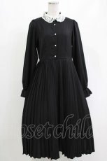 画像1: m petit by misako / レース襟プリーツワンピース L ブラック H-26-10-11-019-LO-OP-YZ-ZH (1)