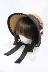画像1: Anges et Demons / ストローボンネット  ナチュラル/ブラック H-26-10-12-001-GO-AC-NS-ZH (1)