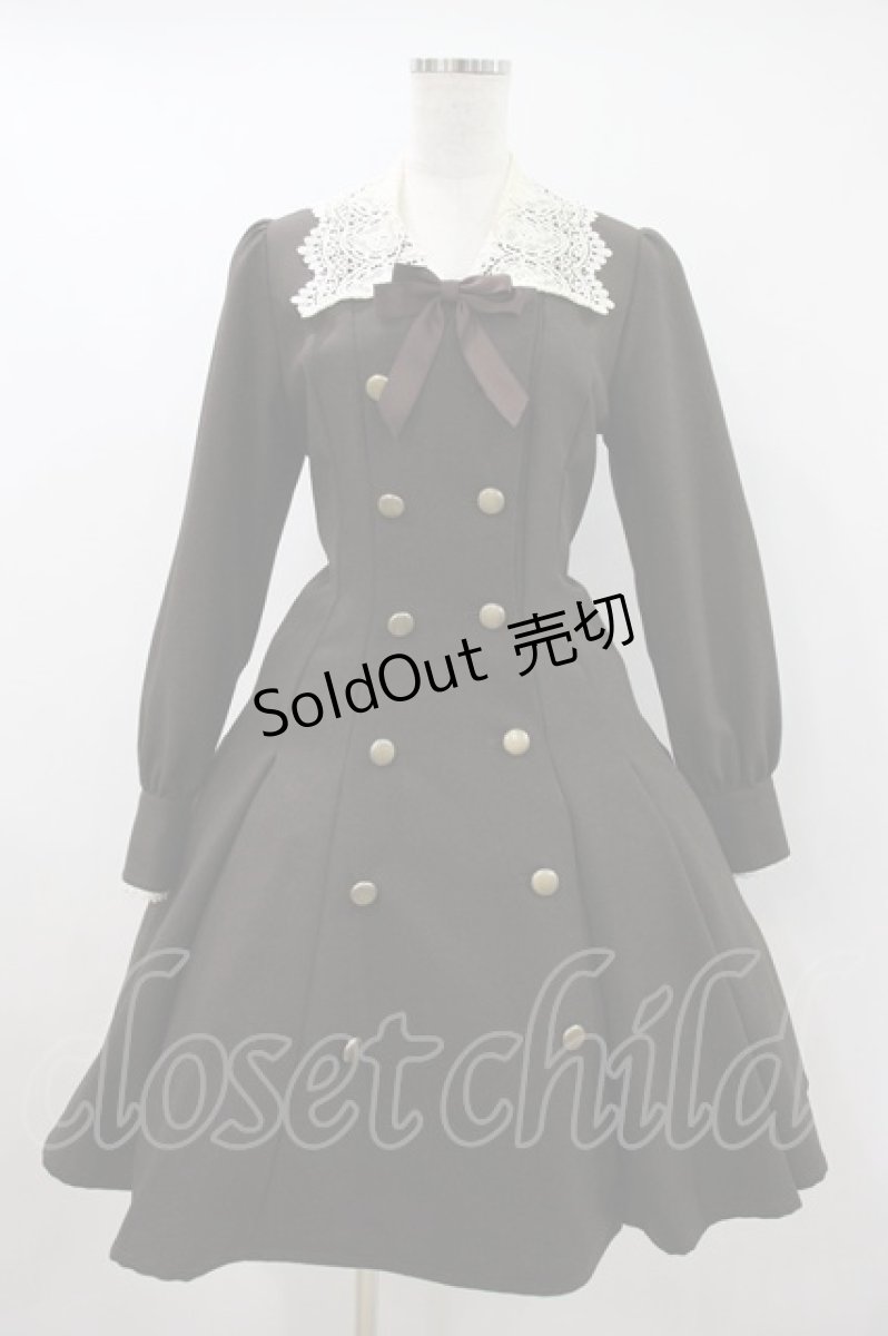 画像1: Innocent World / ケミカルレースとパール衿のワンピース M/92cm丈 ショコラ H-26-10-12-034-IW-OP-NS-ZH (1)