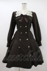 画像1: Innocent World / ケミカルレースとパール衿のワンピース M/92cm丈 ショコラ H-26-10-12-034-IW-OP-NS-ZH (1)