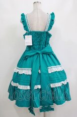画像3: metamorphose / 【プラスサイズ】はしごレースピンタックフリルジャンパースカート プラスサイズ エメラルド(Emerald) H-26-10-12-1003-ME-OP-NS-ZH (3)