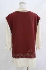 画像3: axes femme / ベストレイヤード風プルオーバー M ワイン H-26-10-12-1053-AX-BL-SA-ZH (3)