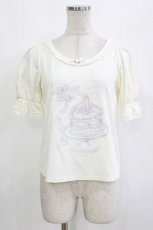 画像1: Fiorforte / Rose cake puff sleeve Tee Free WHITE H-26-10-12-1062-PU-TS-NS-ZH (1)