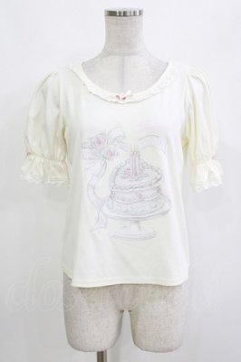Preview of Rose cake puff sleeve Tee Free WHITE