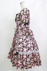 画像2: metamorphose / 【プラスサイズ】はしごレースリボン花柄半袖ワンピース プラスサイズ ブラック H-26-10-12-1010-ME-OP-NS-ZH (2)