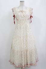 画像1: Rilly emulle / Rose Ribbon Flower Onepiece Free アイボリー/レッド H-26-10-12-1015-PU-OP-NS-ZH (1)