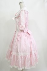 画像2: metamorphose / 【プラスサイズ】はしごレース丸襟半袖ワンピース プラスサイズ ピンク H-26-10-12-1002-ME-OP-NS-ZH (2)