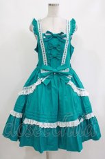 画像1: metamorphose / 【プラスサイズ】はしごレースピンタックフリルジャンパースカート プラスサイズ エメラルド(Emerald) H-26-10-12-1003-ME-OP-NS-ZH (1)