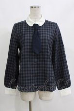 画像1: Fi.n.t / プチネクタイ付きチェックシャツ F ネイビー H-26-10-13-1045-CA-BL-YZ-ZH (1)