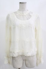 画像1: axes femme POETIQUE / 総レーススタンド襟ブラウス M 生成り H-26-10-13-1049-AX-BL-SZ-ZH (1)