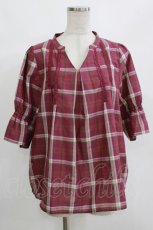 画像1: axes femme / マドラスチェックパフ袖ブラウス M パープル H-26-10-13-1050-AX-BL-SZ-ZH (1)