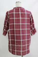 画像3: axes femme / マドラスチェックパフ袖ブラウス M パープル H-26-10-13-1050-AX-BL-SZ-ZH (3)