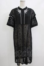 画像1: axes femme / ライン刺繍レースロングシャツ Free 黒 H-26-10-13-1054-AX-BL-SZ-ZH (1)