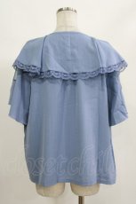 画像3: axes femme / 刺繍入ケープブラウス Free ブルー H-26-10-13-1056-AX-BL-SZ-ZH (3)
