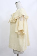 画像2: axes femme / 刺繍入ケープブラウス Free 生成り H-26-10-13-1057-AX-BL-SZ-ZH (2)