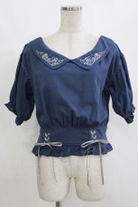 画像1: axes femme POETIQUE / マリン刺繍オフショルブラウス M 紺 H-26-10-13-1064-AX-BL-TE-ZH (1)