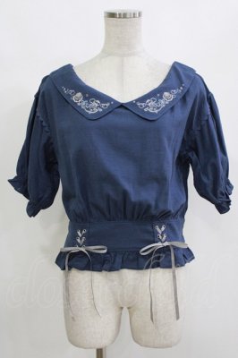 Preview of マリン刺繍オフショルブラウス M 紺