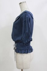 画像2: axes femme POETIQUE / マリン刺繍オフショルブラウス M 紺 H-26-10-13-1064-AX-BL-TE-ZH (2)