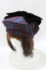 画像2: axes femme / タータンチェックリボンベレー  ワイン H-26-10-13-1079-AX-AC-SA-ZH (2)