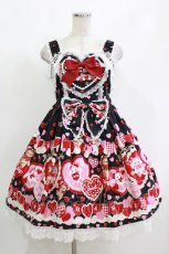 画像1: BABY,THE STARS SHINE BRIGHT / くみゃちゃんのSweet Baby Love Heart柄ジャンパースカートII Free ブラック H-26-10-13-1002-BA-OP-NS-ZH (1)