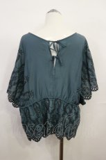 画像2: axes femme / 総刺繍Vネックブラウス M Bグリーン H-26-10-13-017-AX-BL-SZ-ZH (2)