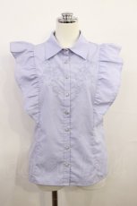 画像1: axes femme / 刺繍入ボリュームフリルブラウス Free ブルー H-26-10-13-029-AX-BL-OW-ZH (1)