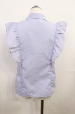 画像2: axes femme / 刺繍入ボリュームフリルブラウス Free ブルー H-26-10-13-029-AX-BL-OW-ZH (2)