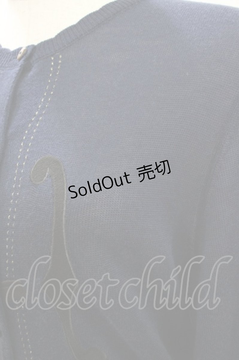 画像3: Jane Marple / Violin embroideryカーディガン M ネイビー H-26-10-14-029-JM-TO-AK-ZH (3)