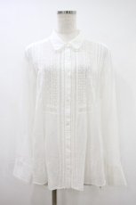 画像1: Jane Marple Dans Le Salon / Crepe lawn lace-trim shirt M オフ H-26-10-14-1004-JM-BL-AK-ZH (1)