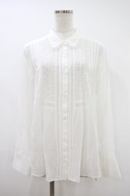 Preview of Crepe lawn lace-trim shirt M オフ