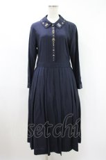 画像1: Jane Marple / Royalモチーフembroideryドレス M ネイビー H-26-10-14-1005-JM-OP-AK-ZH (1)