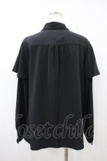 画像2: axes femme / メロディ刺繍ケープ袖ブラウス M クロ H-26-10-14-1043-AX-BL-OW-ZH (2)