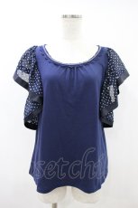画像1: axes femme / ドットフリルカットソー M ネイビー H-26-10-14-1044-AX-TO-AK-ZH (1)