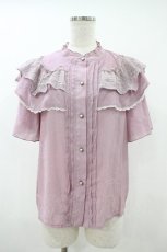 画像1: axes femme / ケープフリルブラウス M ラベンダー H-26-10-14-1050-AX-BL-OW-ZH (1)