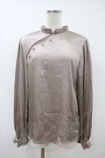 画像1: axes femme NOSTALGIE / サテンチャイナブラウス M ピンクグレー H-26-10-14-1052-AX-BL-SZ-ZH (1)