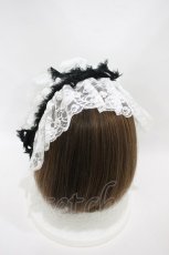 画像2: MARBLE / フリンジリボンレースヘッドドレス  白×黒 H-26-10-14-1001-GO-AC-KB-ZH (2)