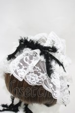 画像3: MARBLE / フリンジリボンレースヘッドドレス  白×黒 H-26-10-14-1001-GO-AC-KB-ZH (3)