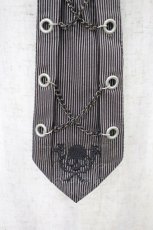 画像2: Ozz Croce / スカル刺繍チェーンストライプネクタイ  茶系 H-26-10-14-1002-OO-ZA-KB-ZH (2)