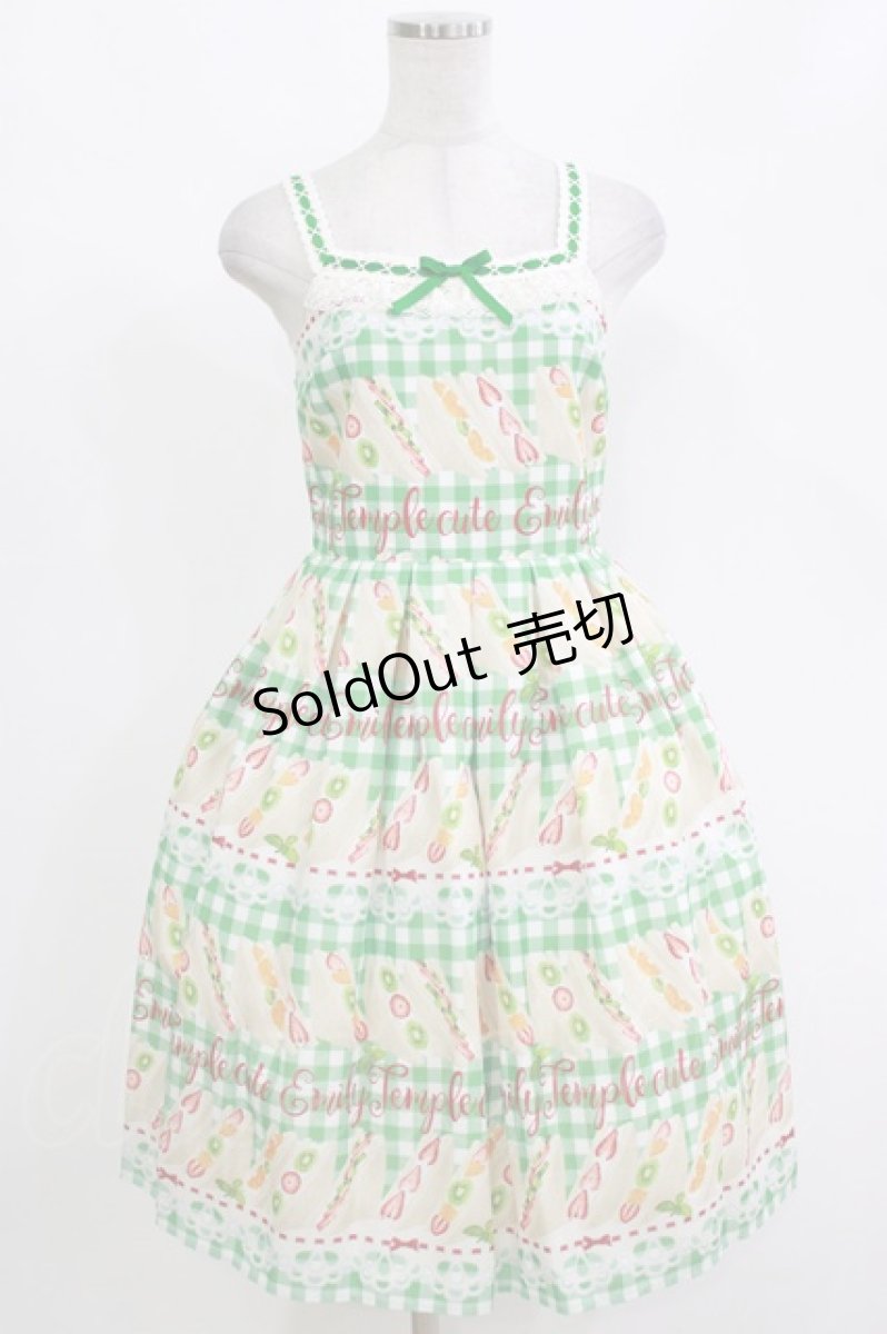 画像1: Emily Temple cute / Fruit Sandwichキャミソールワンピース M グリーン H-26-10-15-061-ET-OP-NS-ZH (1)