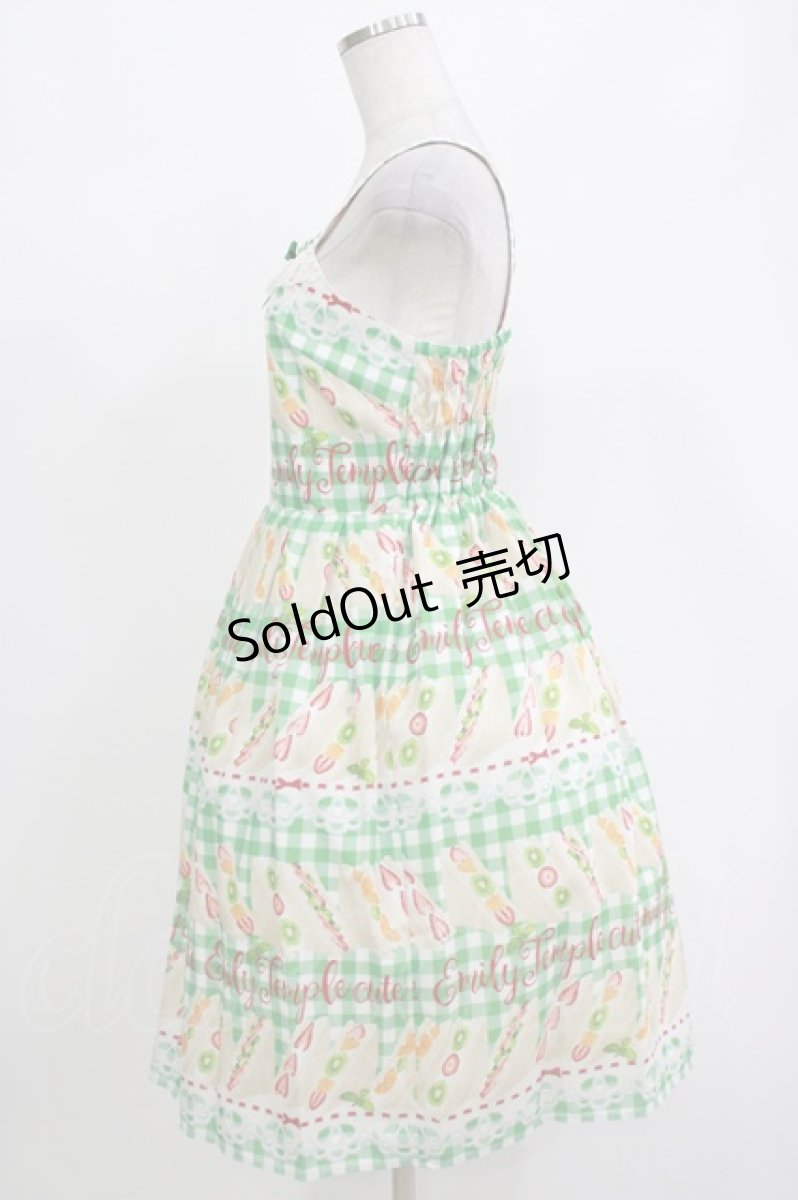 画像2: Emily Temple cute / Fruit Sandwichキャミソールワンピース M グリーン H-26-10-15-061-ET-OP-NS-ZH (2)