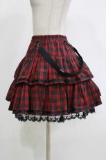 画像2: PUTUMAYO / サス付きチェックフリルスカート  赤×黒 H-26-10-15-071-PT-SK-AK-ZH (2)