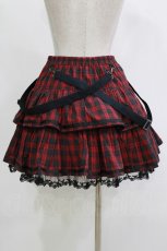 画像3: PUTUMAYO / サス付きチェックフリルスカート  赤×黒 H-26-10-15-071-PT-SK-AK-ZH (3)