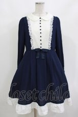 画像1: axes femme POETIQUE / クラシカルBLドッキングワンピース M ネイビー H-26-10-15-009-AX-OP-NS-ZH (1)