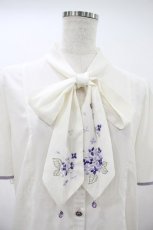 画像3: axes femme / 紫陽花刺繍リボンブラウス Free 生成り H-26-10-16-046-AX-BL-NS-ZH (3)