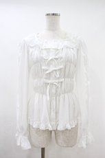 画像1: metamorphose / スクエアあきフリルブラウス(長袖)・デシン サイズ1 白 H-26-10-16-006-ME-BL-NS-ZH (1)